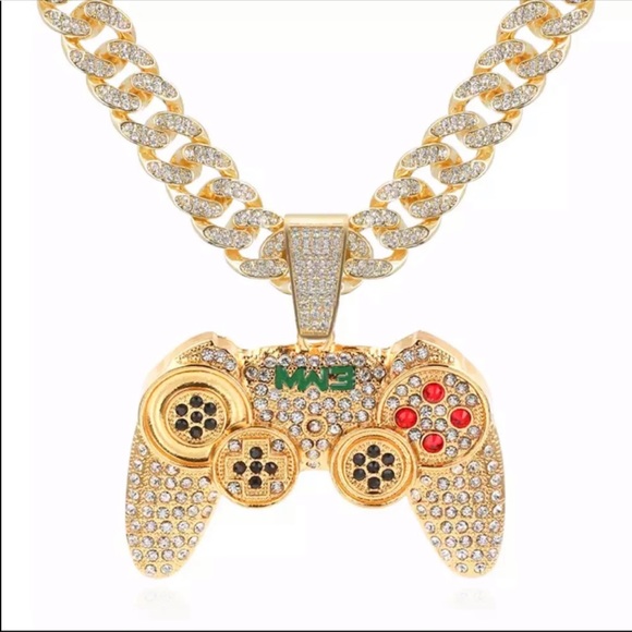 NEW MEN CONTROL GAMING  CUBAN CHAIN NECKLACE - Picture 3 of 3